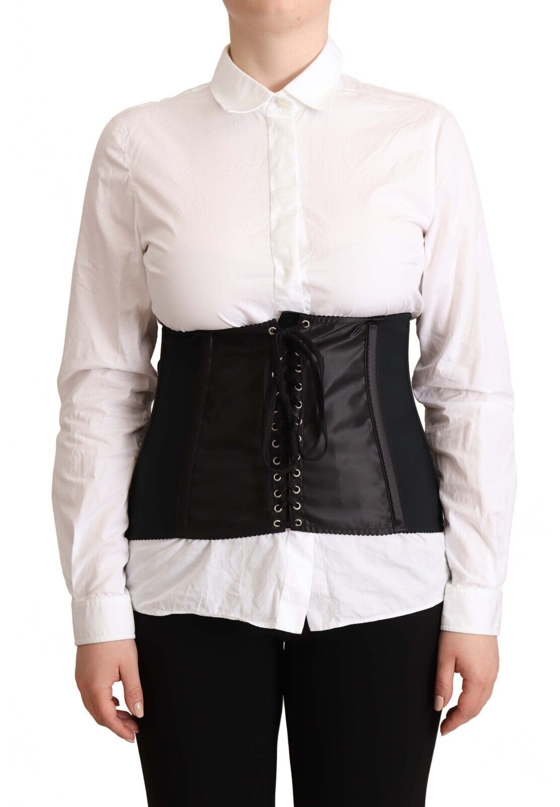 Dolce & Gabbana Chic Black Corset Belt Top