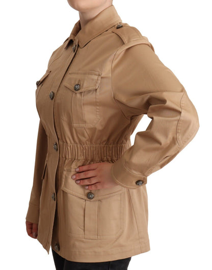 Dolce & Gabbana Chic Beige Button Down Coat with Embellishments Dolce & Gabbana