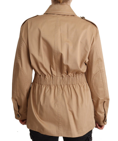 Dolce & Gabbana Chic Beige Button Down Coat with Embellishments Dolce & Gabbana