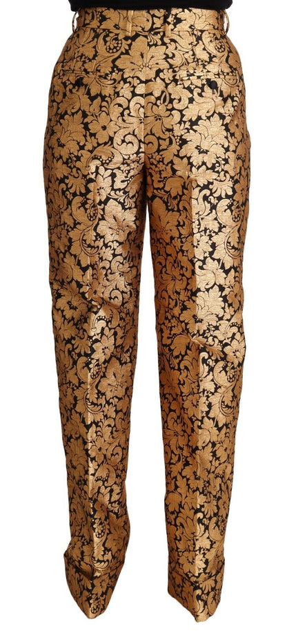 Dolce & Gabbana Elegant Floral Jacquard High Waist Trousers Dolce & Gabbana