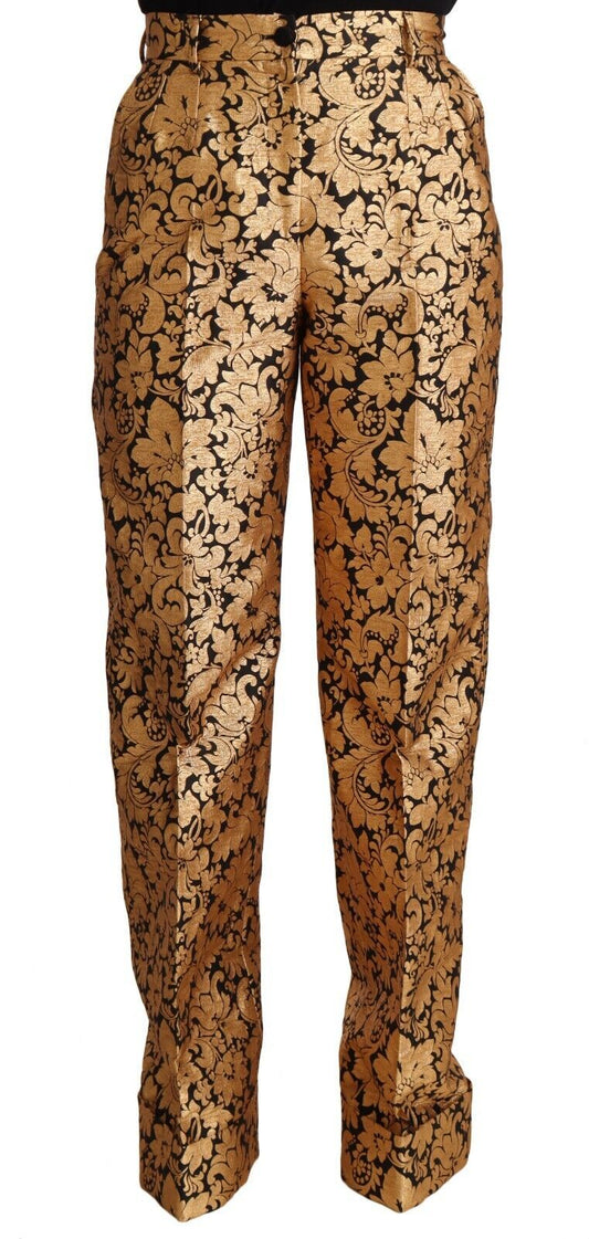 Dolce & Gabbana Elegant Floral Jacquard High Waist Trousers Dolce & Gabbana