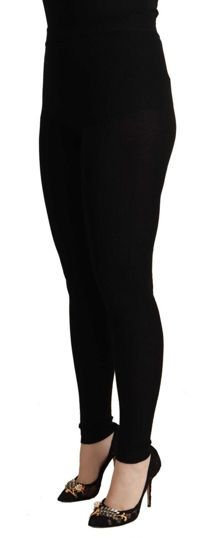 Dolce & Gabbana Black High Waist Cashmere Tights Pants Dolce & Gabbana