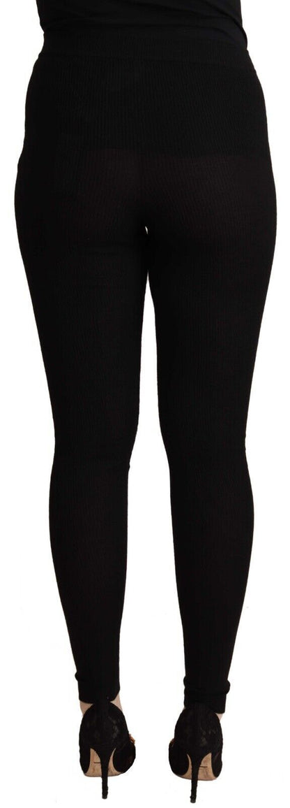 Dolce & Gabbana Black High Waist Cashmere Tights Pants Dolce & Gabbana