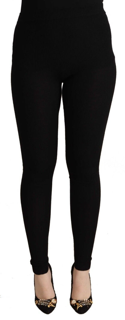 Dolce & Gabbana Black High Waist Cashmere Tights Pants Dolce & Gabbana