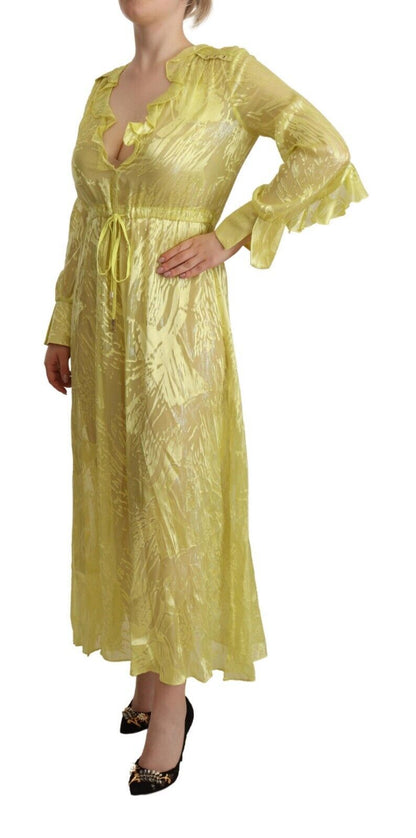 Patrizia Pepe Sunshine Silk Blend Maxi Dress - Long Sleeves & Plunge Patrizia Pepe