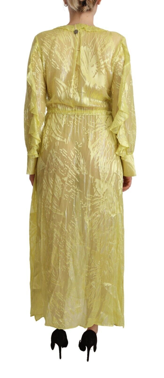 Patrizia Pepe Sunshine Silk Blend Maxi Dress - Long Sleeves & Plunge Patrizia Pepe