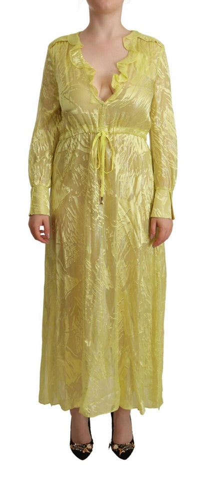 Patrizia Pepe Sunshine Silk Blend Maxi Dress - Long Sleeves & Plunge Patrizia Pepe