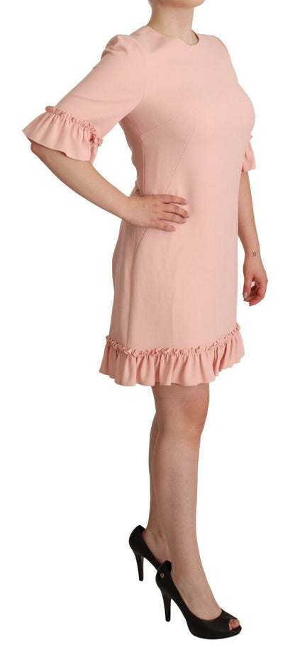 Dolce & Gabbana Ruffled Sleeve Sheath Dress in Pink Dolce & Gabbana