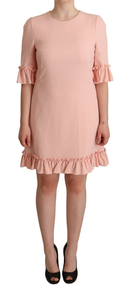 Dolce & Gabbana Ruffled Sleeve Sheath Dress in Pink Dolce & Gabbana