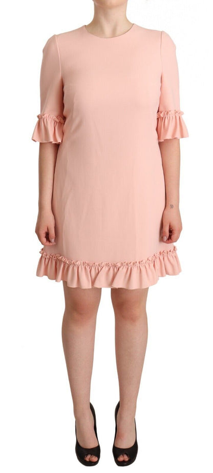 Dolce & Gabbana Ruffled Sleeve Sheath Dress in Pink Dolce & Gabbana