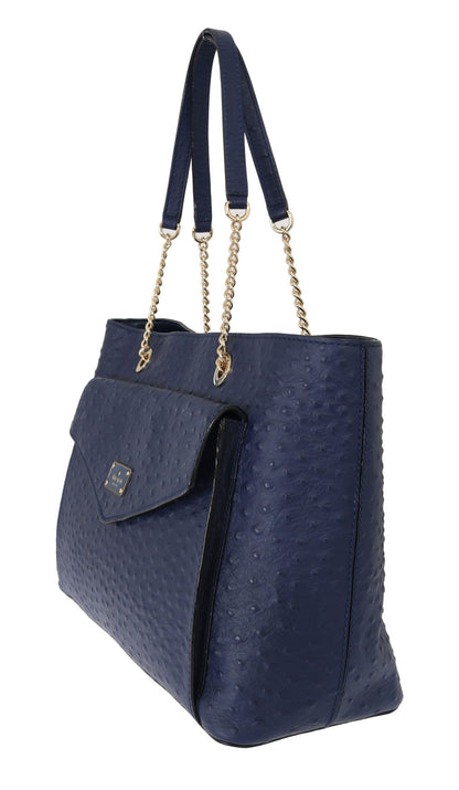 Kate Spade Elegant Ostrich Leather Handbag in Blue Kate Spade