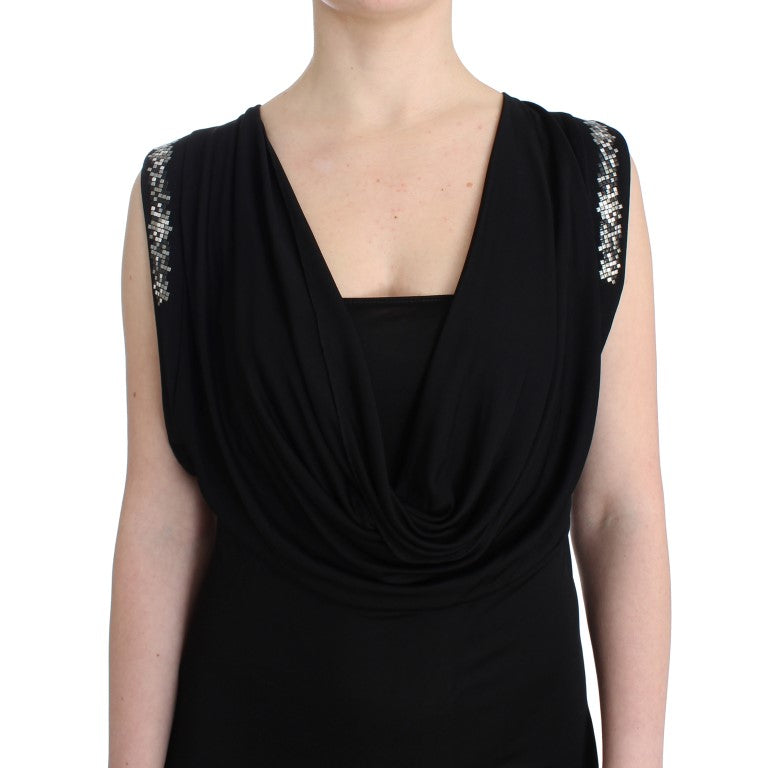 Roccobarocco Elegant Draped Neckline Sleeveless Dress Roccobarocco