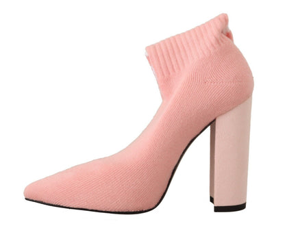 GCDS Chic Pink Suede Ankle Boots with Logo Socks GCDS