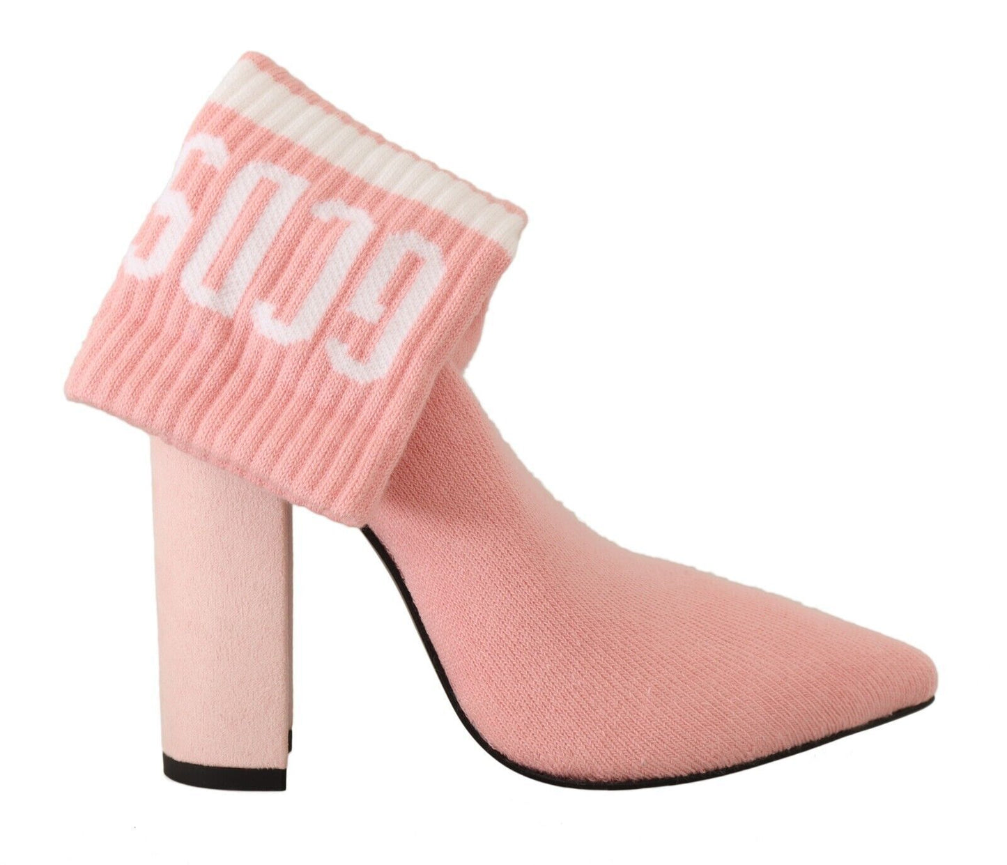 GCDS Chic Pink Suede Ankle Boots with Logo Socks GCDS