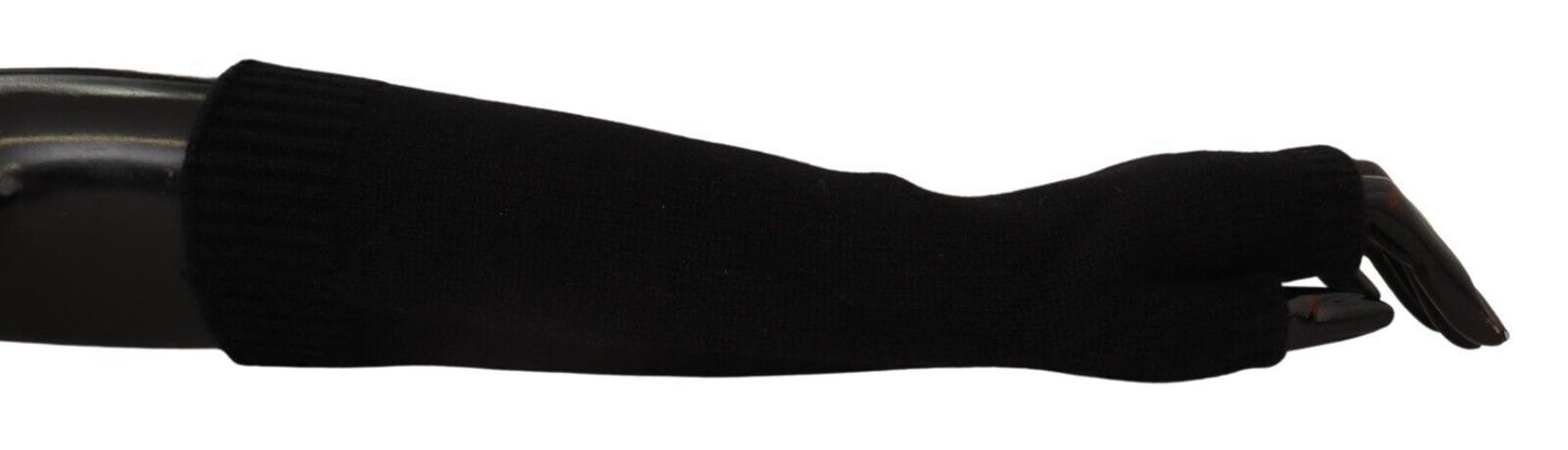 Dolce & Gabbana Elegant Black Cashmere Fingerless Gloves Dolce & Gabbana