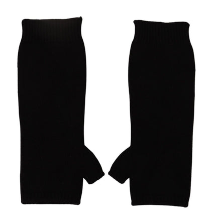 Dolce & Gabbana Elegant Black Cashmere Fingerless Gloves Dolce & Gabbana