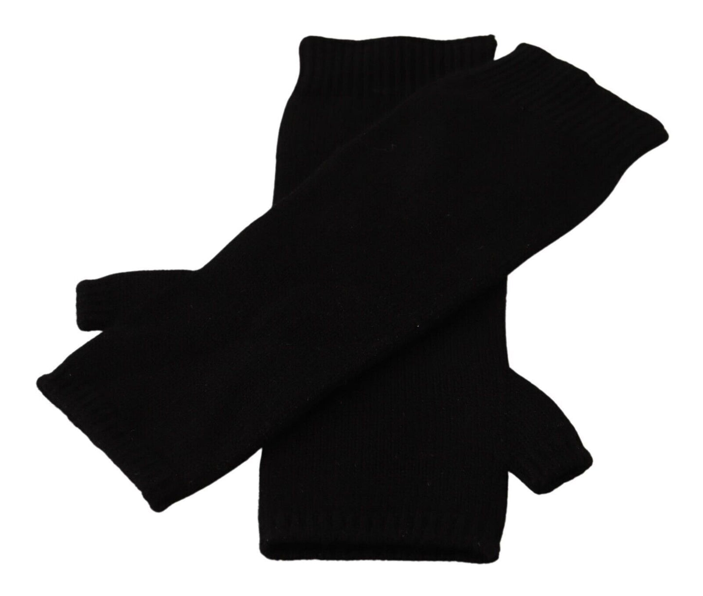 Dolce & Gabbana Elegant Black Cashmere Fingerless Gloves Dolce & Gabbana