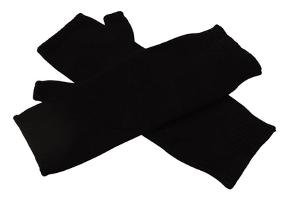 Dolce & Gabbana Elegant Black Cashmere Fingerless Gloves Dolce & Gabbana