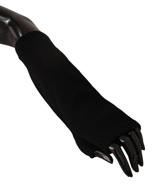 Dolce & Gabbana Elegant Black Cashmere Fingerless Gloves Dolce & Gabbana