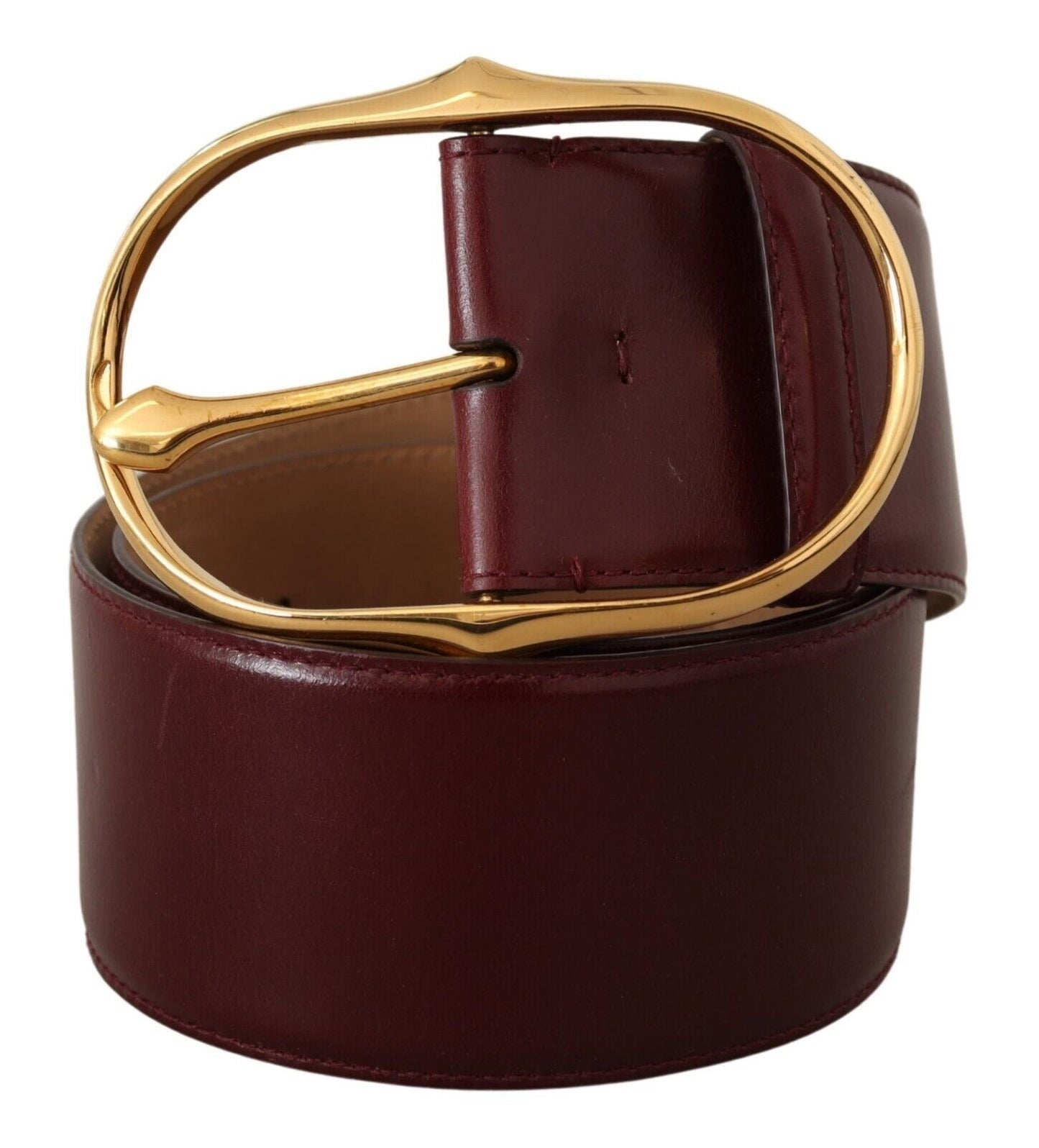 Dolce & Gabbana Elegant Brown Leather Belt with Gold Oval Buckle Dolce & Gabbana