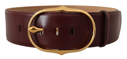 Dolce & Gabbana Elegant Brown Leather Belt with Gold Oval Buckle Dolce & Gabbana