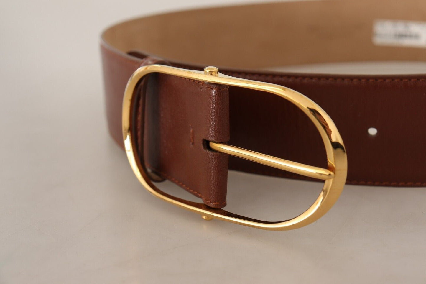 Dolce & Gabbana Elegant Brown Leather Belt with Gold Buckle Dolce & Gabbana