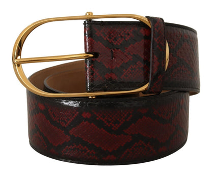 Dolce & Gabbana Elegant Red Python Leather Belt with Gold Buckle Dolce & Gabbana