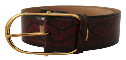 Dolce & Gabbana Elegant Red Python Leather Belt with Gold Buckle Dolce & Gabbana