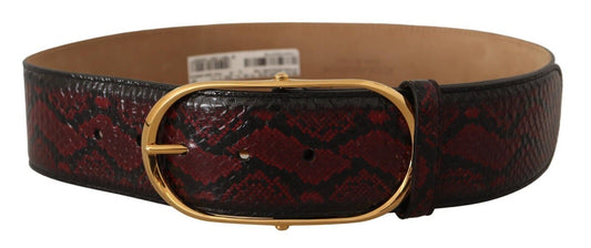 Dolce & Gabbana Elegant Red Python Leather Belt with Gold Buckle Dolce & Gabbana