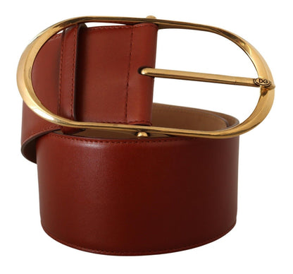 Dolce & Gabbana Elegant Maroon Leather Belt with Gold Accents Dolce & Gabbana