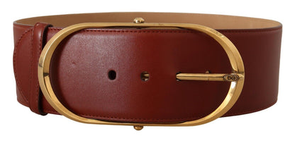 Dolce & Gabbana Elegant Maroon Leather Belt with Gold Accents Dolce & Gabbana