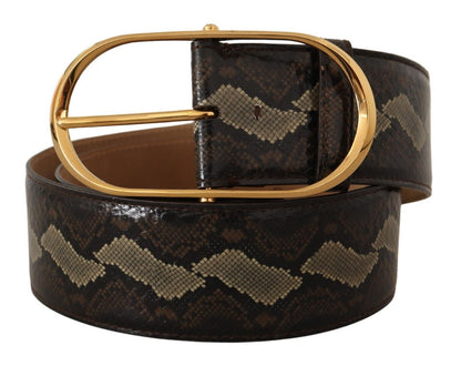 Dolce & Gabbana Elegant Snakeskin Belt with Gold Oval Buckle Dolce & Gabbana