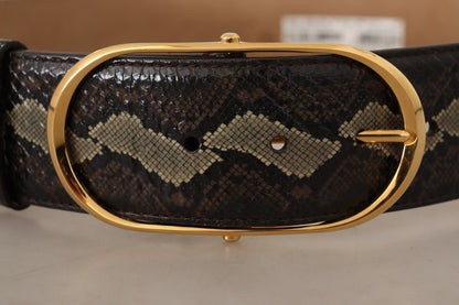 Dolce & Gabbana Elegant Snakeskin Belt with Gold Oval Buckle Dolce & Gabbana