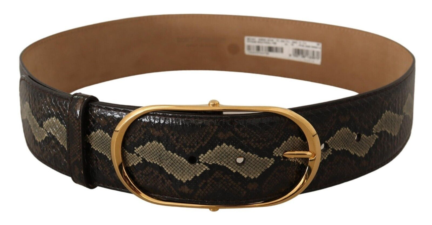 Dolce & Gabbana Elegant Snakeskin Belt with Gold Oval Buckle Dolce & Gabbana