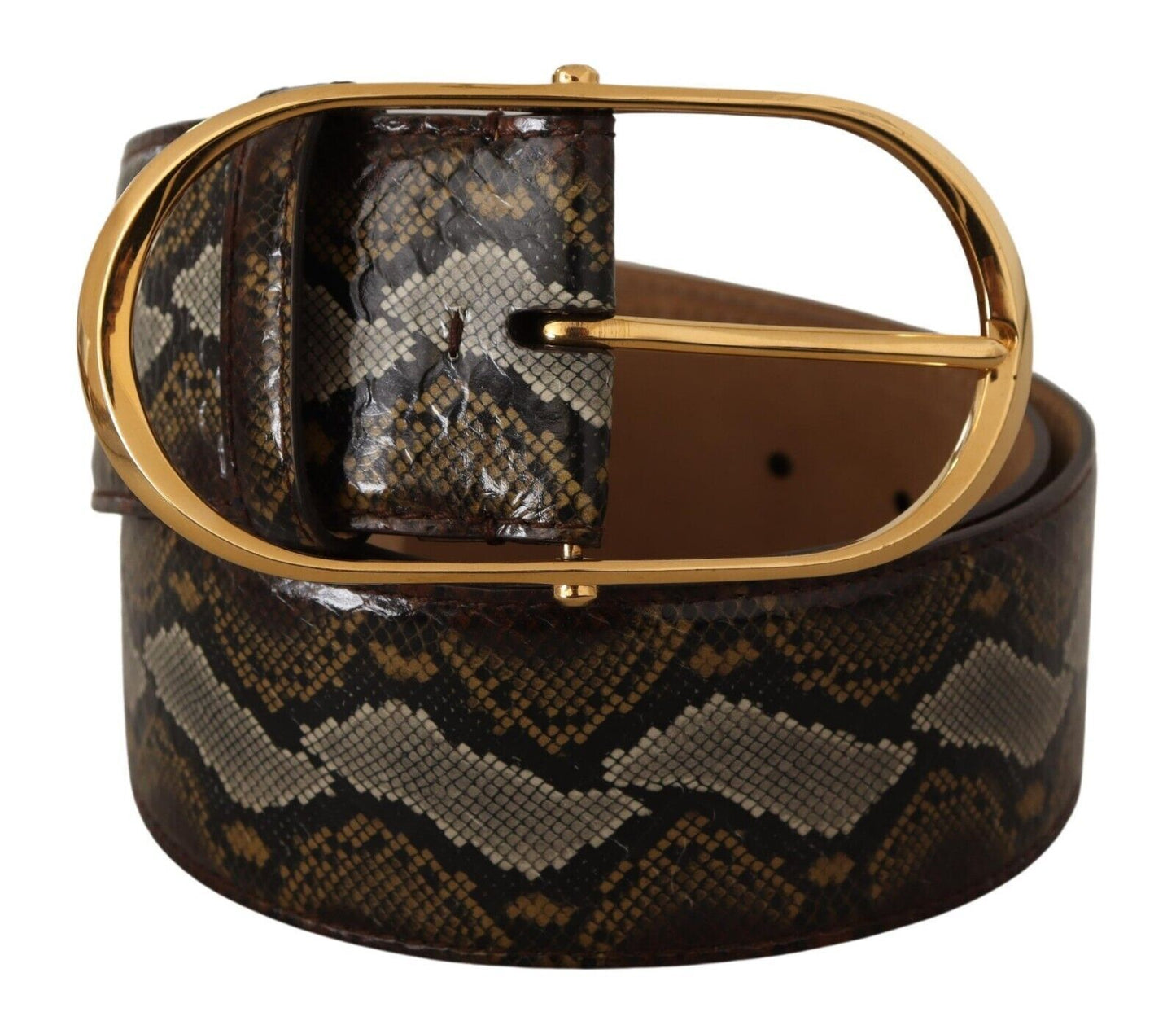 Dolce & Gabbana Elegant Gold Oval Buckle Leather Belt Dolce & Gabbana