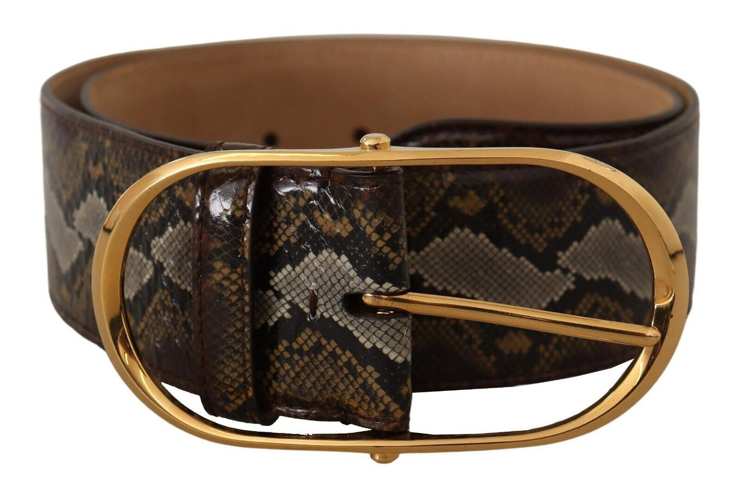 Dolce & Gabbana Elegant Gold Oval Buckle Leather Belt Dolce & Gabbana