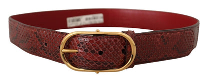 Dolce & Gabbana Elegant Red Snakeskin Leather Belt Dolce & Gabbana