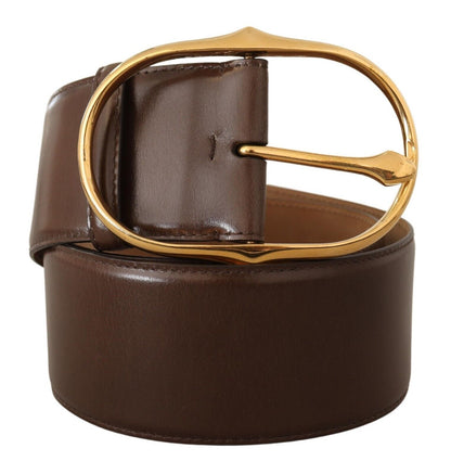 Dolce & Gabbana Elegant Brown Leather Belt with Gold Buckle Dolce & Gabbana