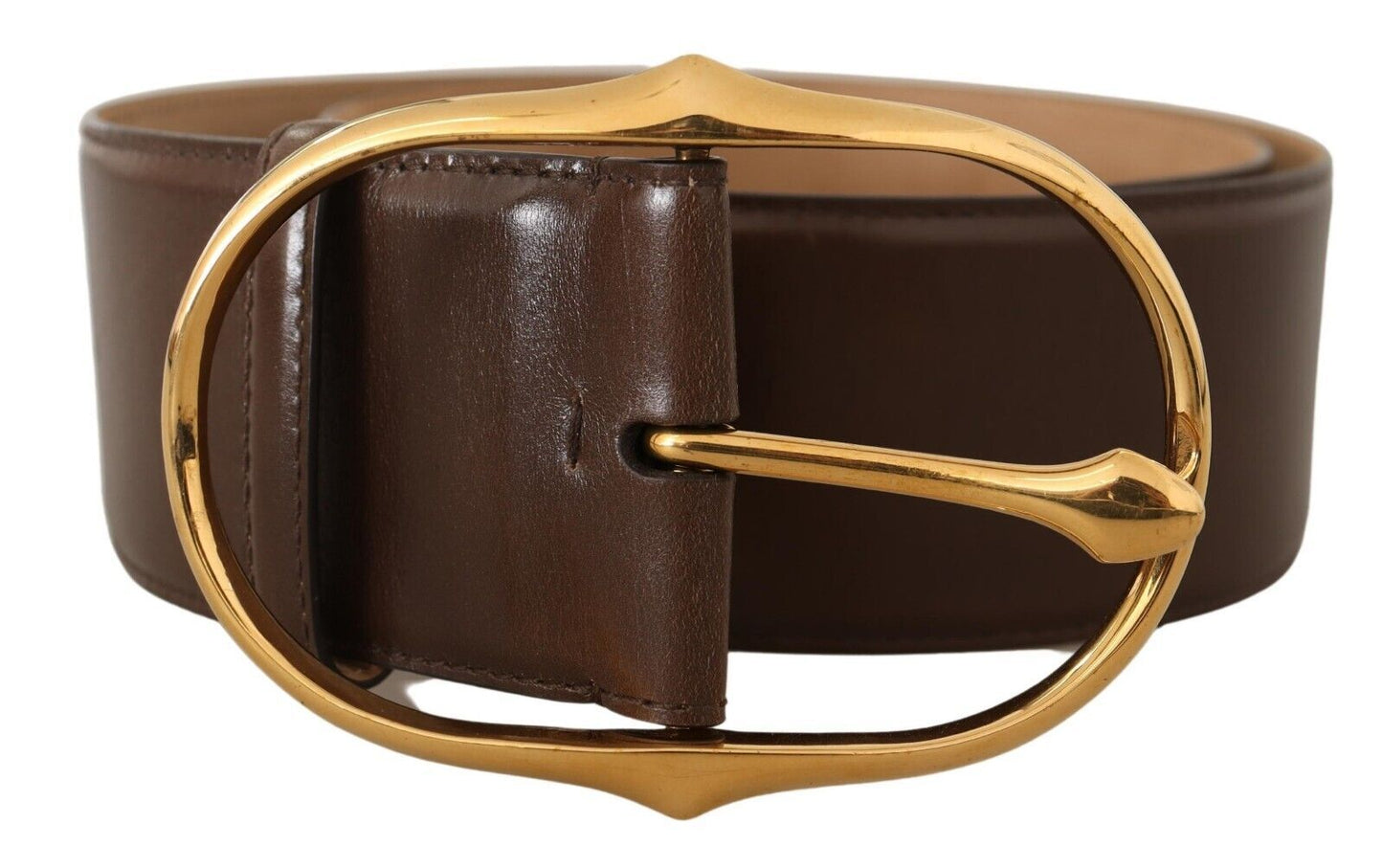 Dolce & Gabbana Elegant Brown Leather Belt with Gold Buckle Dolce & Gabbana