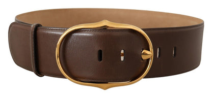 Dolce & Gabbana Elegant Brown Leather Belt with Gold Buckle Dolce & Gabbana