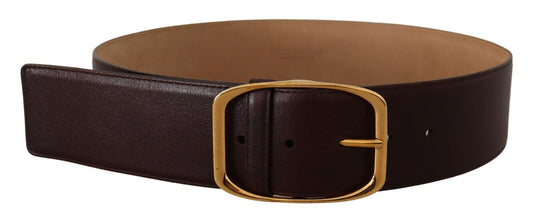 Dolce & Gabbana Elegant Dark Brown Leather Belt with Gold Buckle Dolce & Gabbana