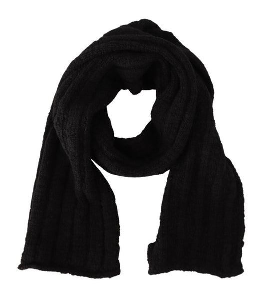 Dolce & Gabbana Elegance Unleashed Black Wool Scarf Dolce & Gabbana