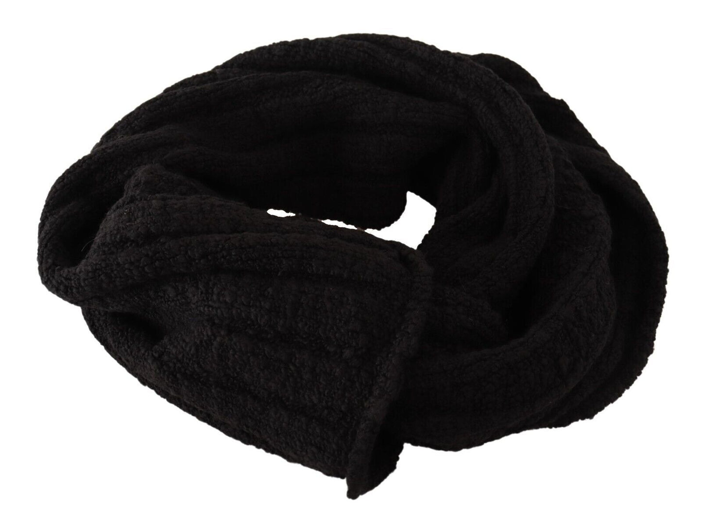 Dolce & Gabbana Elegance Unleashed Black Wool Scarf Dolce & Gabbana