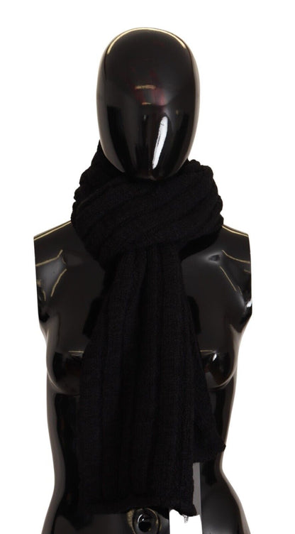 Dolce & Gabbana Elegance Unleashed Black Wool Scarf Dolce & Gabbana