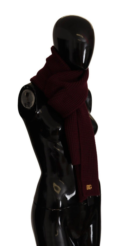 Dolce & Gabbana Elegant Cashmere Knit Scarf in Dark Red Dolce & Gabbana