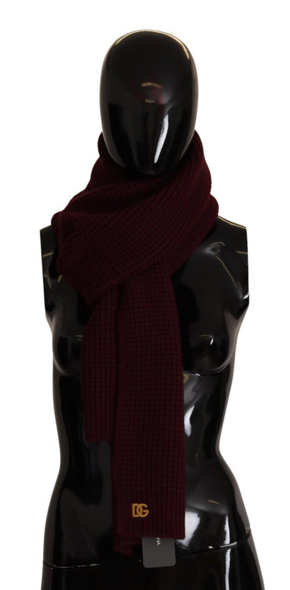 Dolce & Gabbana Elegant Cashmere Knit Scarf in Dark Red Dolce & Gabbana