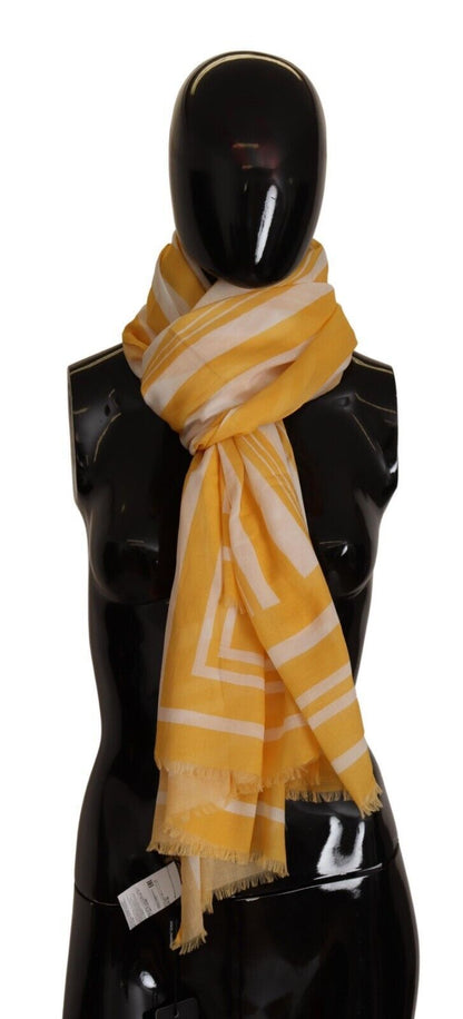 Dolce & Gabbana Elegant Striped Cotton Scarf with Logo Print Dolce & Gabbana