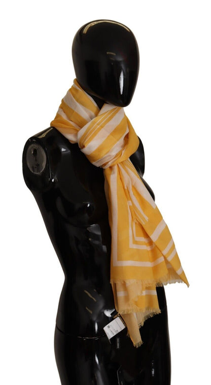 Dolce & Gabbana Elegant Striped Cotton Scarf with Logo Print Dolce & Gabbana