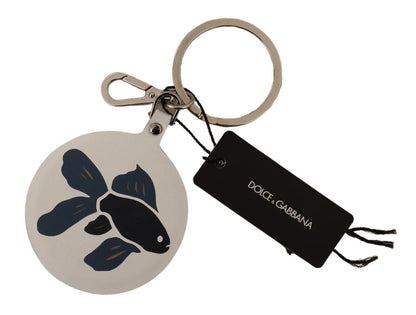 Dolce & Gabbana Chic White Leather Keychain Dolce & Gabbana