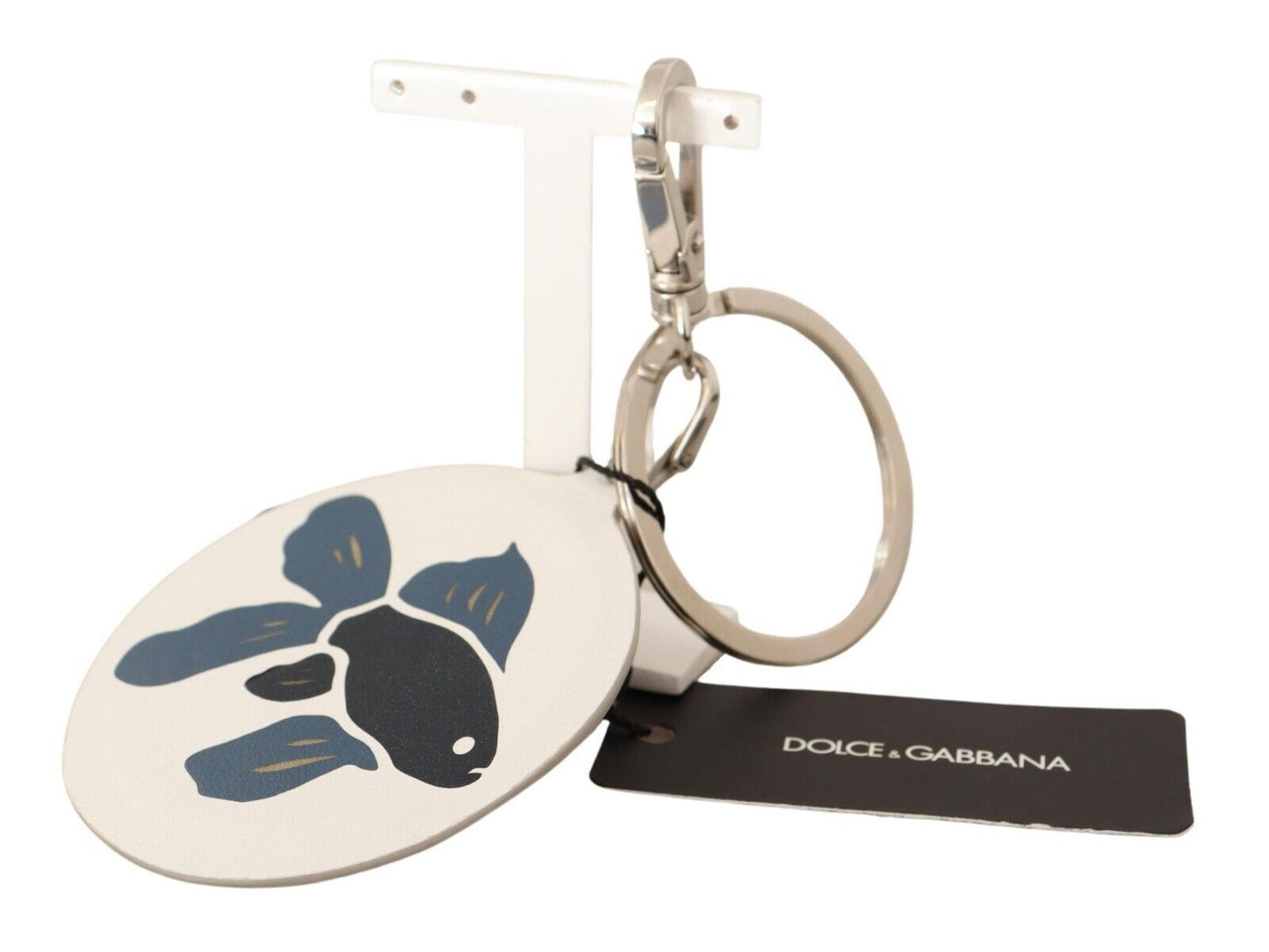 Dolce & Gabbana Chic White Leather Keychain Dolce & Gabbana